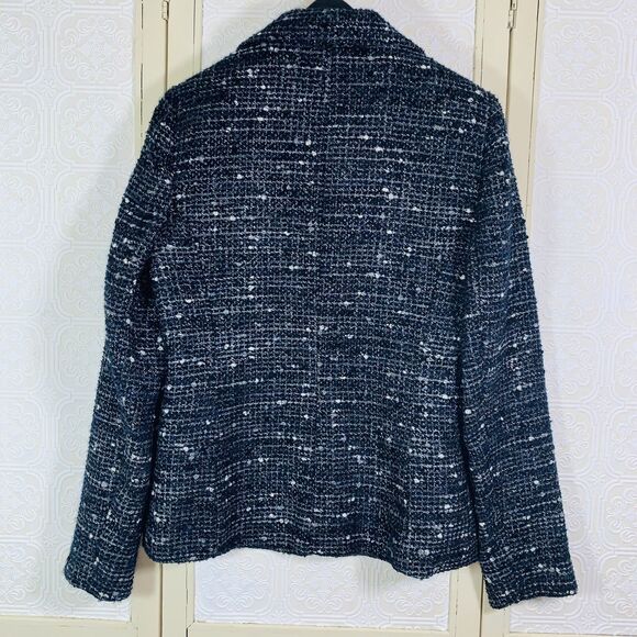 Louben Boucle Jacket Women's 10 NWT Tweed Blue Gray MSRP $285.00 Midnight - Picture 2 of 11